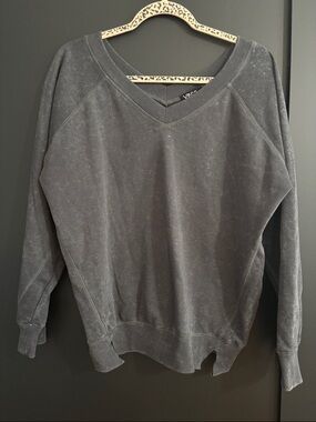 Washed Black Style V-Neck Sweater